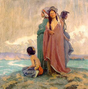 A Vision of the Past by E Irving Couse, hand-painted oil reproduction