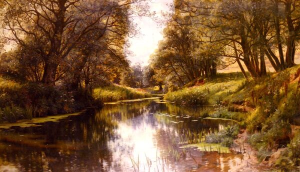 A Winding Stream in Summer by Peder Mørk Mønsted, hand-painted oil reproduction