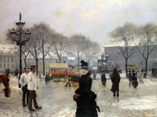 A Winter’s Day on Kongens Nytorv Copenhagen by Paul Gustave Fischer, hand-painted oil reproduction