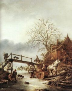 A Winter Scene by Isaack van Ostade, hand-painted oil painting reproduction