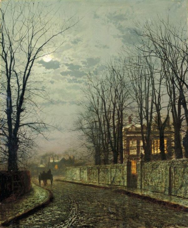 A Wintry Moon by John Atkinson Grimshaw, hand-painted oil painting reproduction