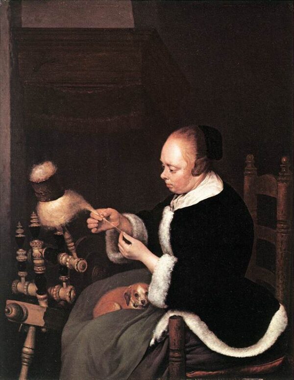 A Woman Spinning by Gerard ter Borch, hand-painted oil painting reproduction