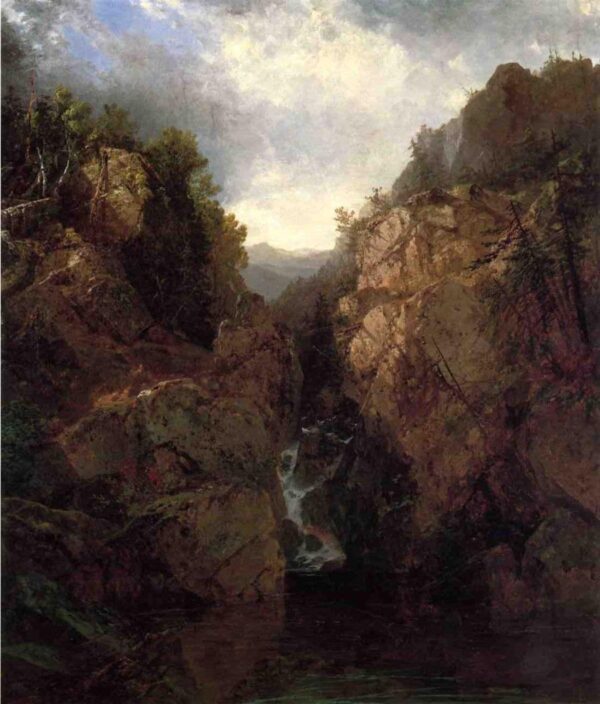 A Woodland Waterfall by John Frederick Kensett, hand-painted oil painting reproduction