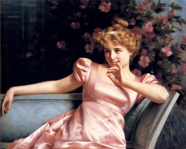 A Young Beauty by Vittorio Reggianini, hand-painted oil painting reproduction