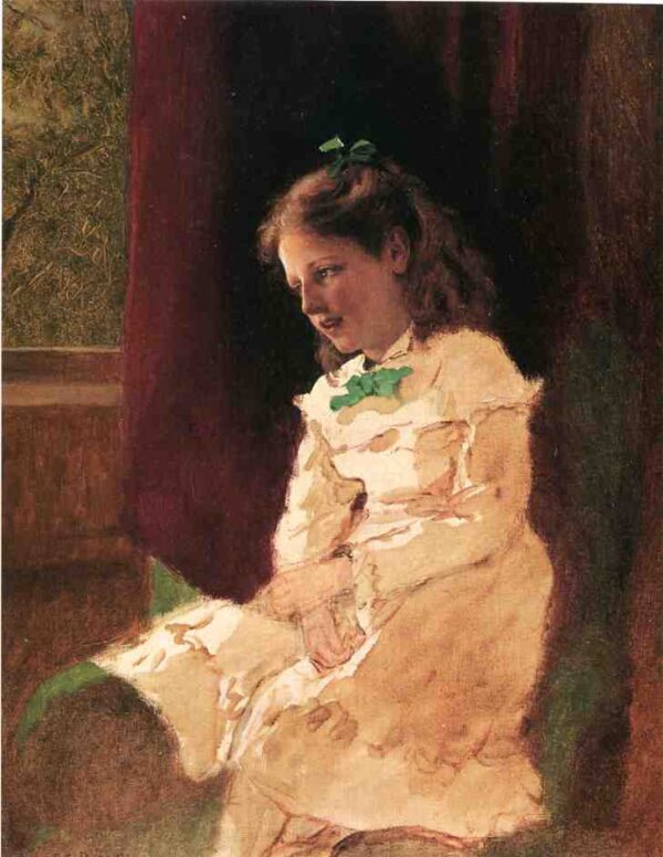 A Young Girl by the Window by John G Brown, hand-painted oil painting reproduction