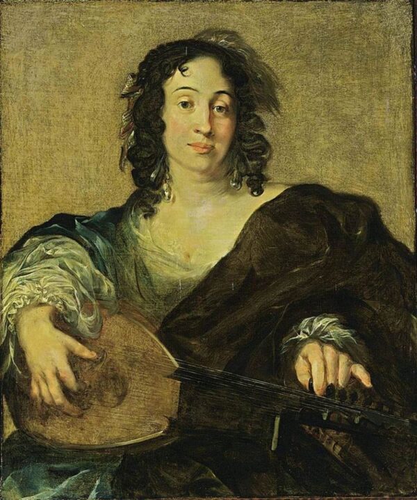 A Young Woman Tuning a Lute by Nicolaes Berchem, hand-painted oil painting reproduction