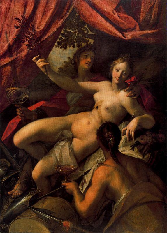 Allegory of Peace, Art and Abundance by Hans von Aachen, hand-painted oil reproduction