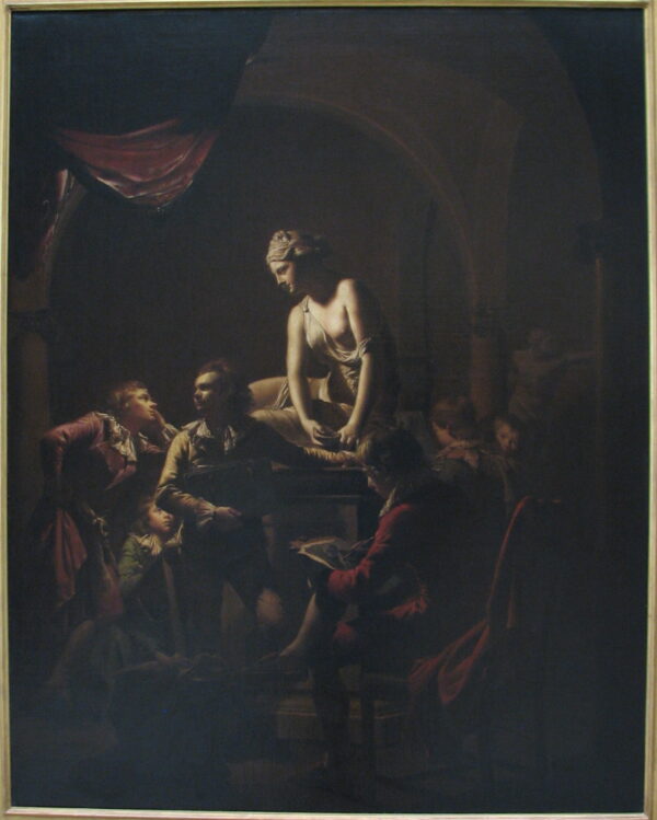 Academy by Lamplight by Joseph Wright, hand-painted oil reproduction