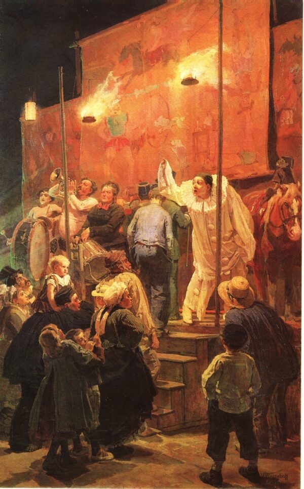 Acrobats in Paris Suburb by Viktor Vasnetsov, hand-painted oil painting reproduction