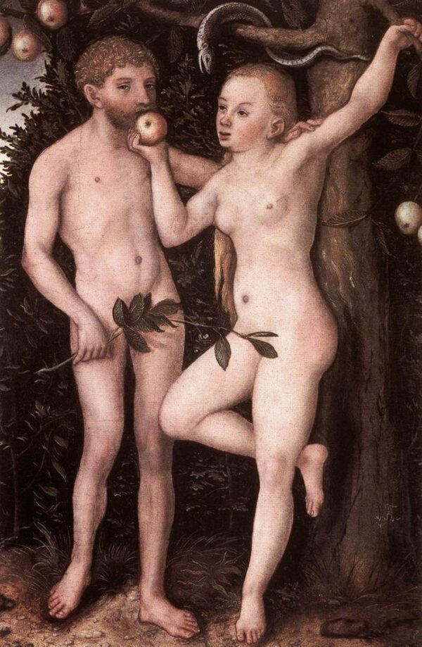 Adam and Eve b by Lucas Cranach the Elder, hand-painted oil painting reproduction