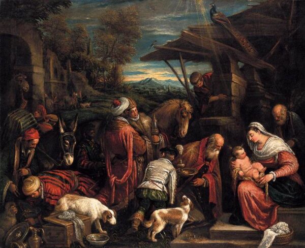 Adoration of the Magi b by Francesco Bassano, hand-painted oil painting reproduction