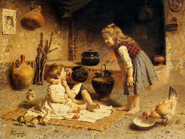 Affection by Eugenio Zampighi, hand-painted oil painting reproduction