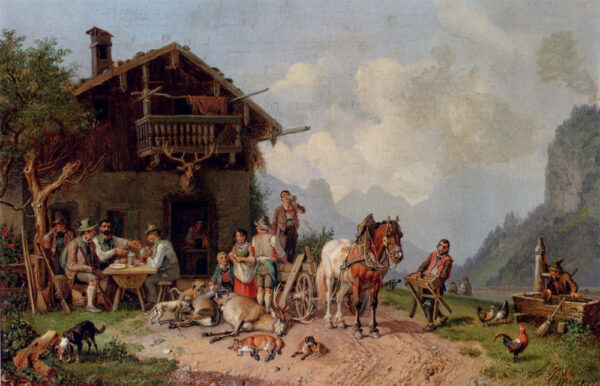After the Hunt by Heinrich Bürkel, hand-painted oil painting reproduction
