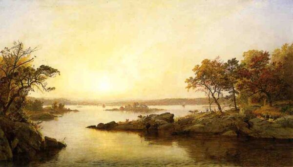 Afternoon at Greenwood Lake by Jasper Francis Cropsey, hand-painted oil painting reproduction