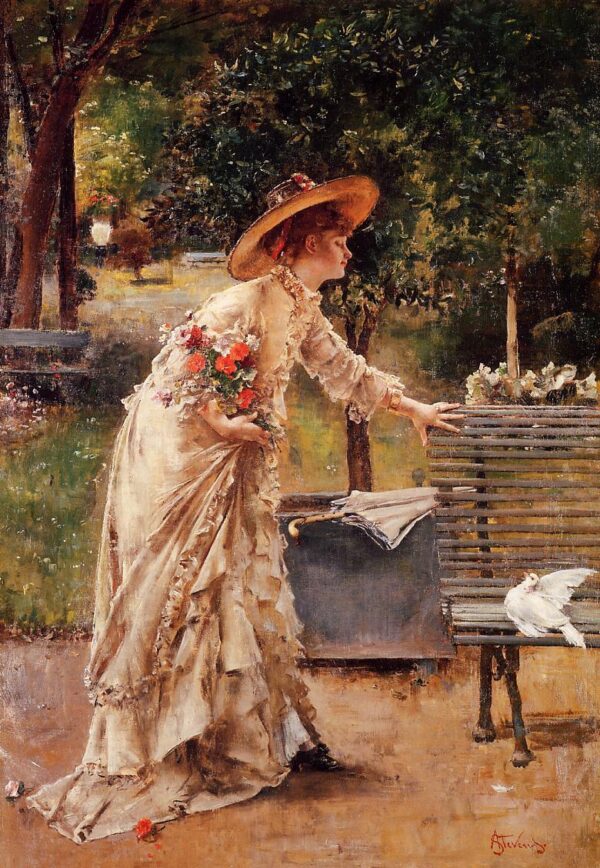 Afternoon in the Park by Alfred Stevens, hand-painted oil painting reproduction