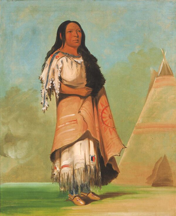 Ah’ kay ee pix en, Woman Who Strikes Many by George Catlin, hand-painted oil painting reproduction