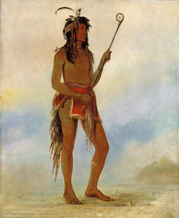 Ah no je nahge, He Who Stands on Both Sides, a Distinguished Ball Player by George Catlin, hand-painted oil painting reproduction