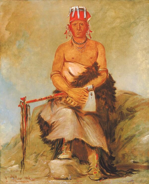 A’h sha la coots ah, Chief of the Republican Pawnee by George Catlin, hand-painted oil reproduction