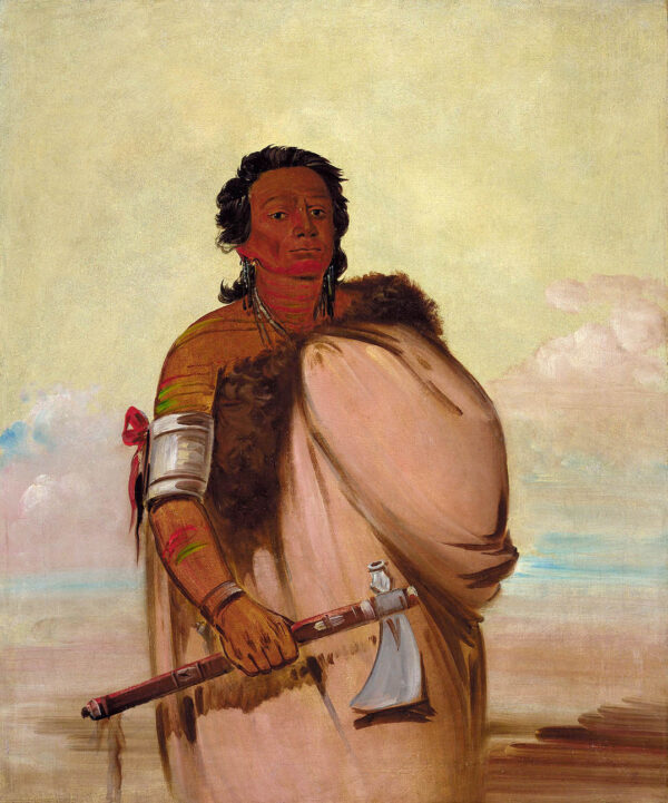 Ah’ sho cole, Rotten Foot, a Noted Warrior by George Catlin, hand-painted oil reproduction