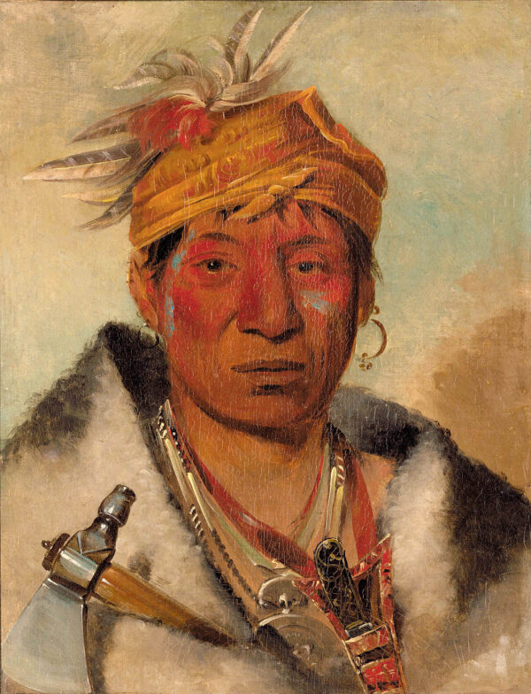 Ah yaw ne tak oar ron, a Warrior by George Catlin, hand-painted oil painting reproduction