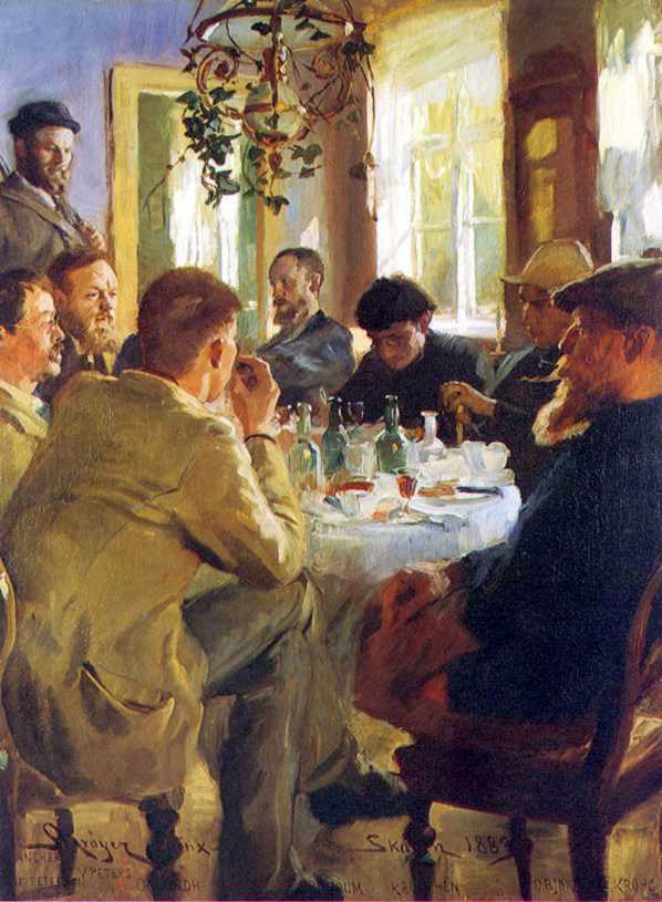 Almuerzo con pintores de Skagen by Peder Severin Krøyer, hand-painted oil reproduction