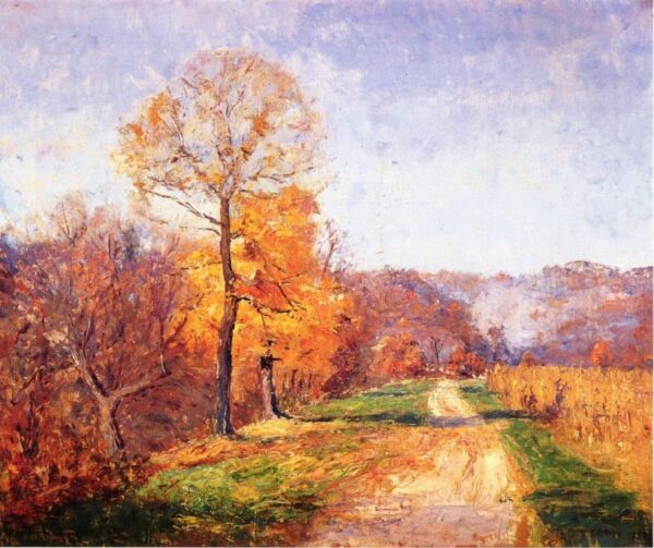 Along a Country Lane by Theodore Clement Steele, hand-painted oil painting reproduction
