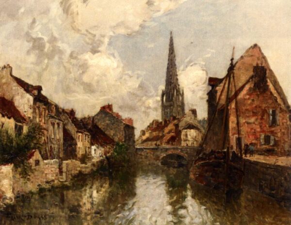 Along the Canal by Frank Myers Boggs, hand-painted oil painting reproduction