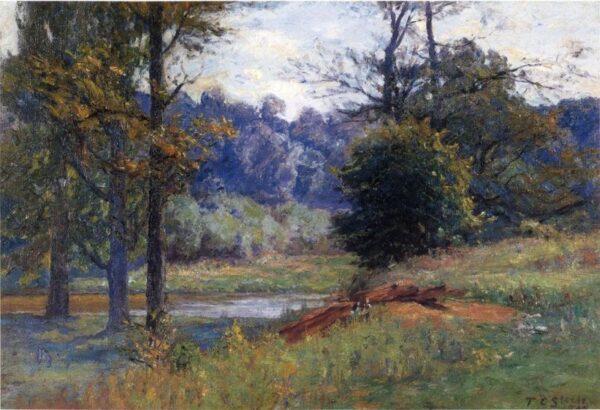 Along the Creek by Theodore Clement Steele, hand-painted oil painting reproduction