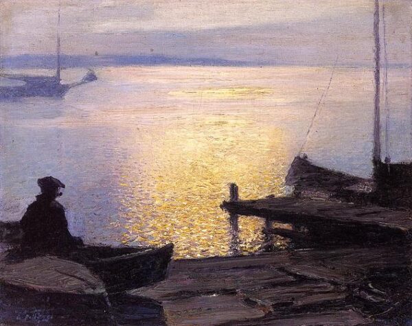 Along the Mystic River by Edward Henry Potthast, hand-painted oil painting reproduction