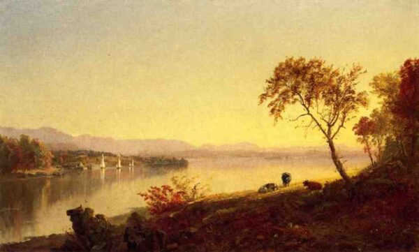 Along the River by Jasper Francis Cropsey, hand-painted oil painting reproduction
