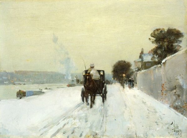 Along the Seine by Frederick Childe Hassam, hand-painted oil painting reproduction