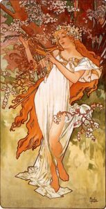 A spring by Alphonse Mucha, hand-painted oil painting reproduction
