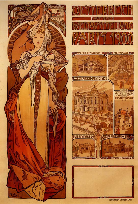 Austria by Alphonse Mucha, hand-painted oil reproduction