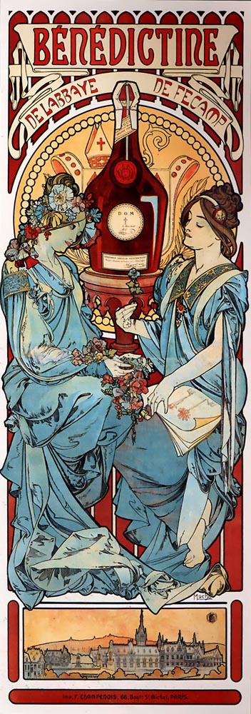 Benedictine by Alphonse Mucha, hand-painted oil reproduction