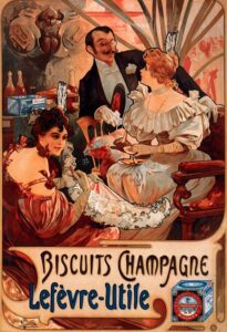 Biscuits Champagne Lefevre Utile by Alphonse Mucha, hand-painted oil painting reproduction