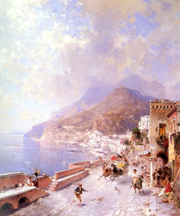 Amalfi by Franz Richard Unterberger, hand-painted oil painting reproduction