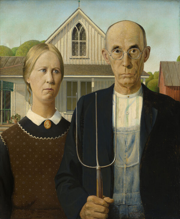 American Gothic by Grant Wood, hand-painted oil painting reproduction
