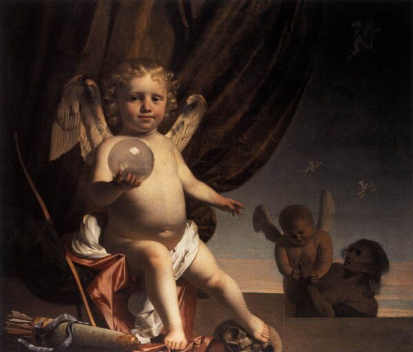 Amor Holding a Glass Orb by Caesar van Everdingen, hand-painted oil painting reproduction