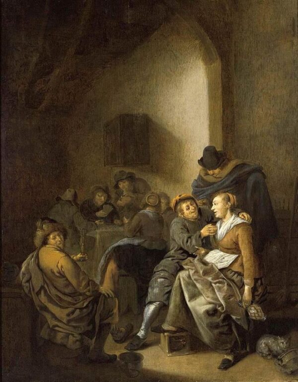 Amorous Couple in an Inn by Jan Miense Molenaer, hand-painted oil painting reproduction