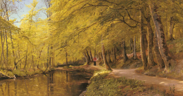 An Afternoon Stroll by Peder Mørk Mønsted, hand-painted oil painting reproduction