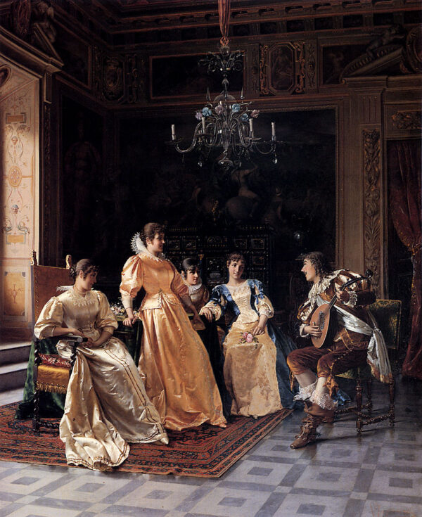 An Amusing Song by Vittorio Reggianini, hand-painted oil painting reproduction