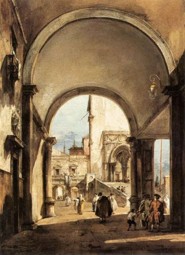 An Architectural Caprice by Francesco Guardi, hand-painted oil painting reproduction