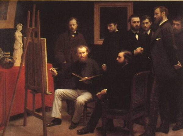 An Atelier in the Batignolles by Henri Fantin-Latour, hand-painted oil painting reproduction