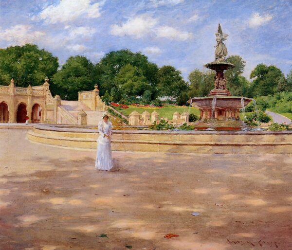 An Early Stroll in the Park by William Merritt Chase, hand-painted oil painting reproduction