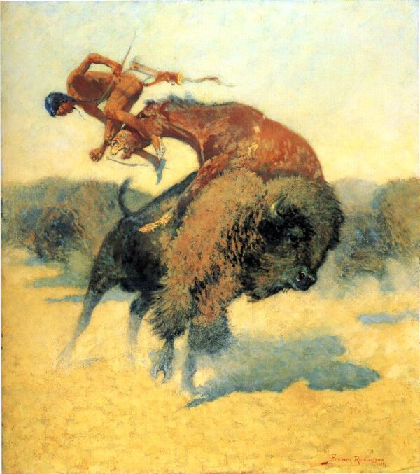 An Episode of the Buffalo Hunt by Frederic Remington, hand-painted oil painting reproduction