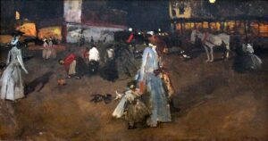 An Evening on the Dam in Amsterdam by George Hendrik Breitner, hand-painted oil painting reproduction