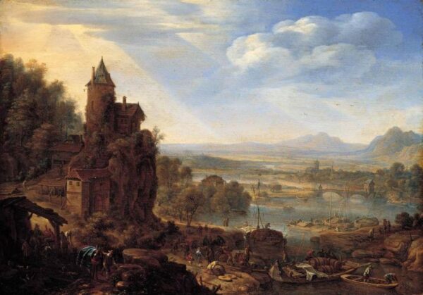 An Extensive Rhenish River Landscape by Herman Saftleven, hand-painted oil painting reproduction