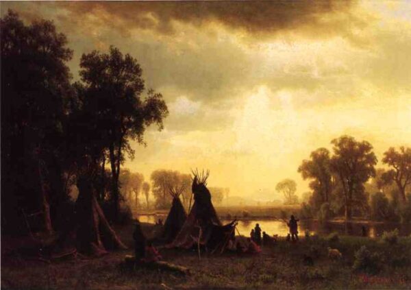 An Indian Encampment by Albert Bierstadt, hand-painted oil painting reproduction