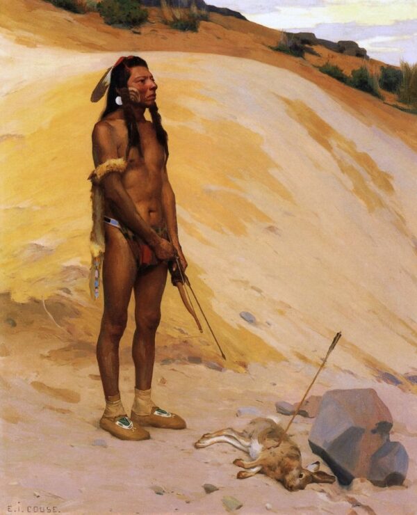 An Indian Hunter by E Irving Couse, hand-painted oil painting reproduction