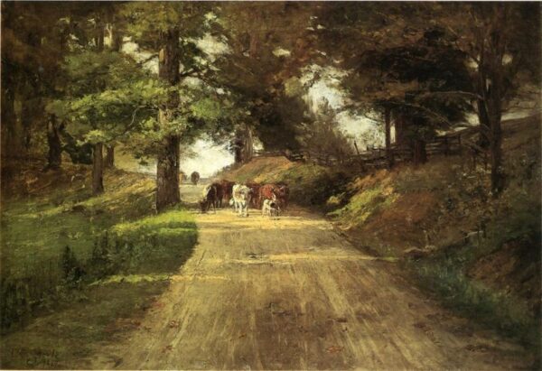 An Indiana Road by Theodore Clement Steele, hand-painted oil painting reproduction